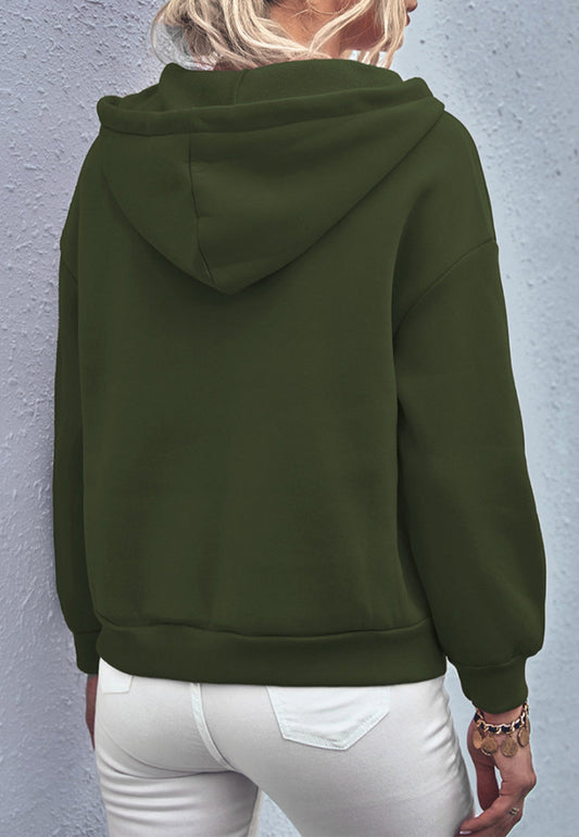 Solid Color Zip-Up Hoodie