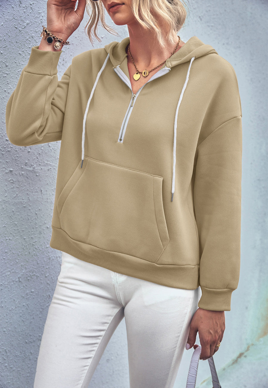 Solid Color Zip-Up Hoodie
