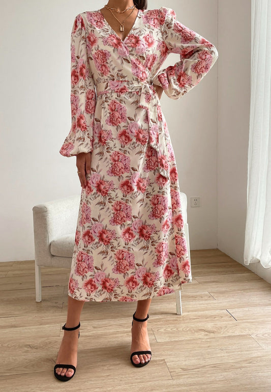Vintage Floral Bishop Sleeve Dress