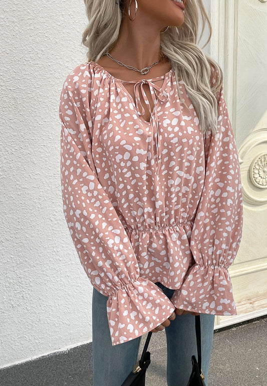Cheetah Print Ruffle Peplum Blouse