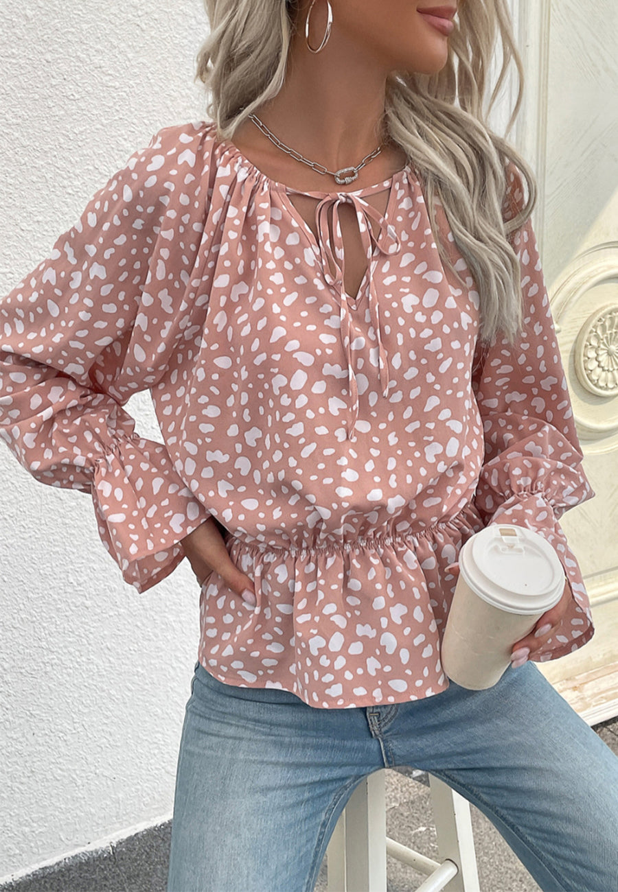Cheetah Print Ruffle Peplum Blouse