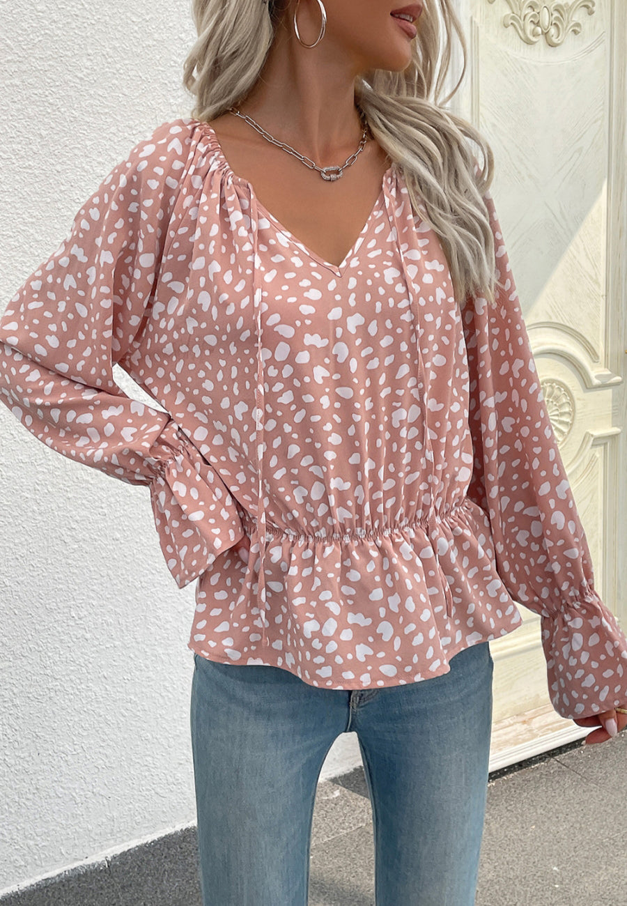 Cheetah Print Ruffle Peplum Blouse