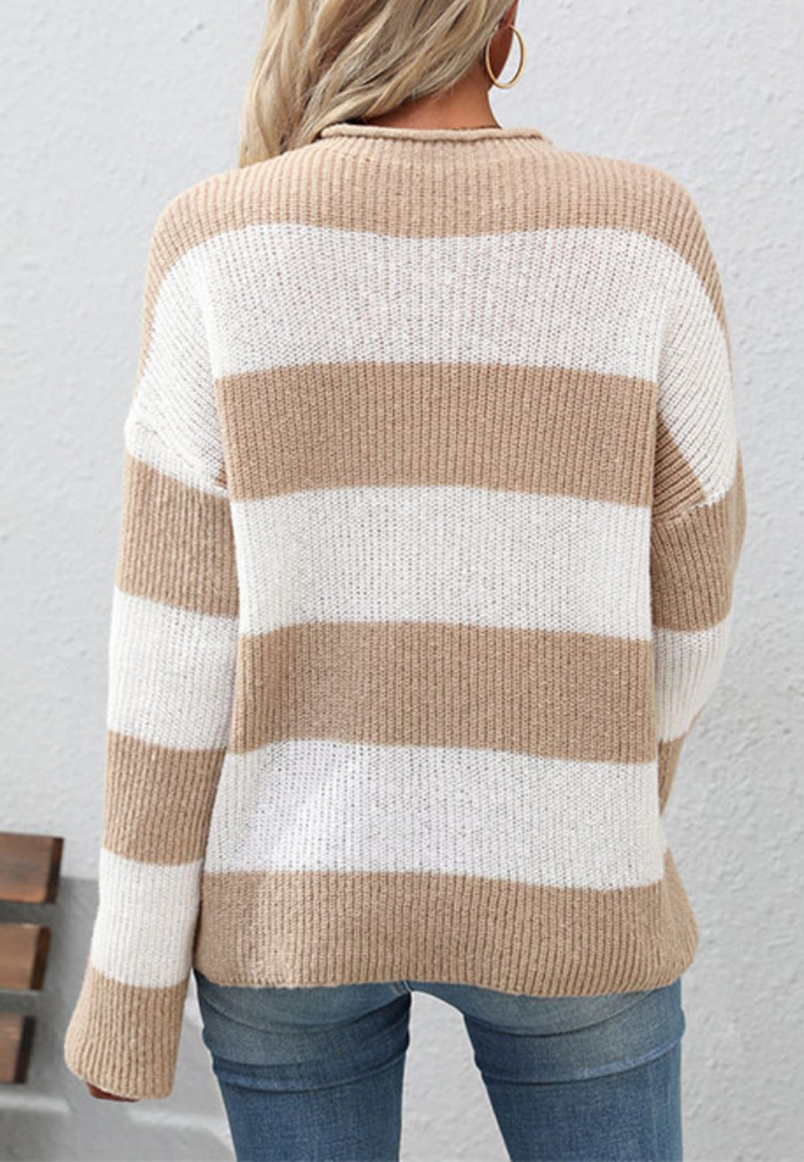 Crew Neck Striped Cozy Sweater