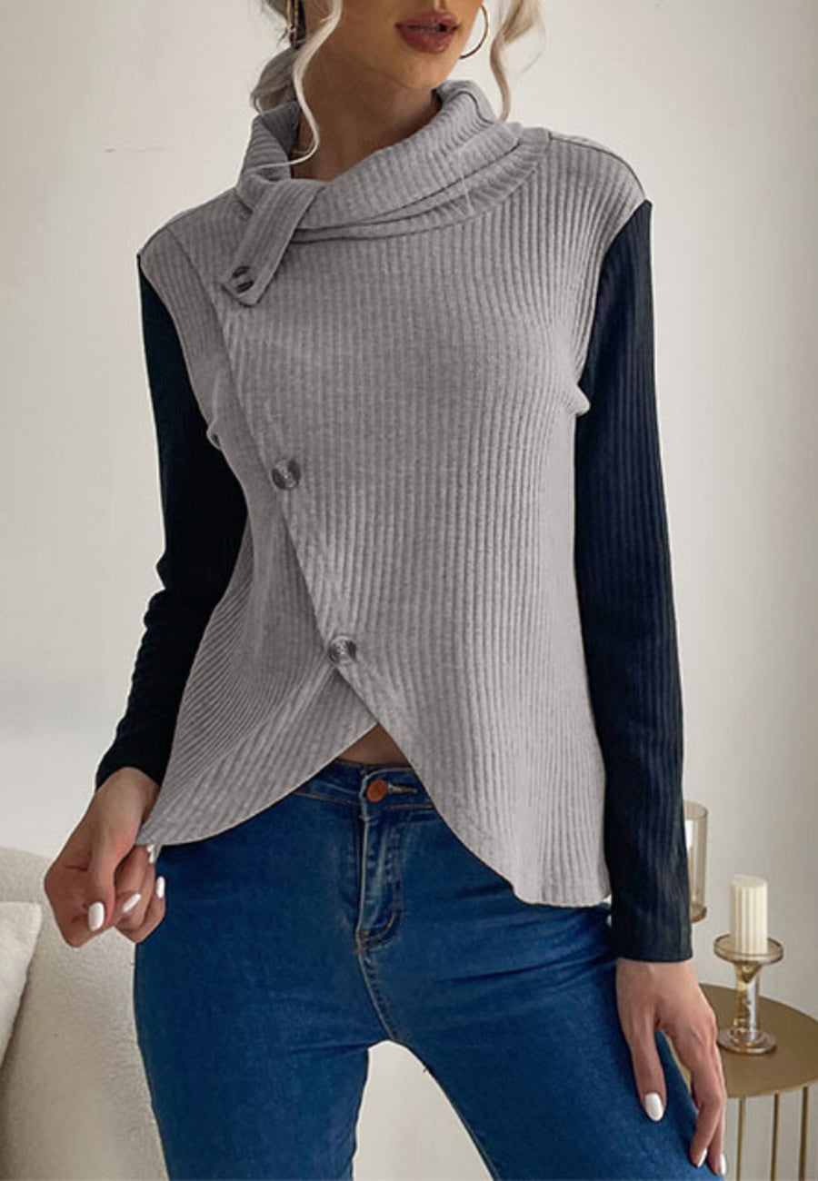 Turtleneck Overlap Sweater Vest