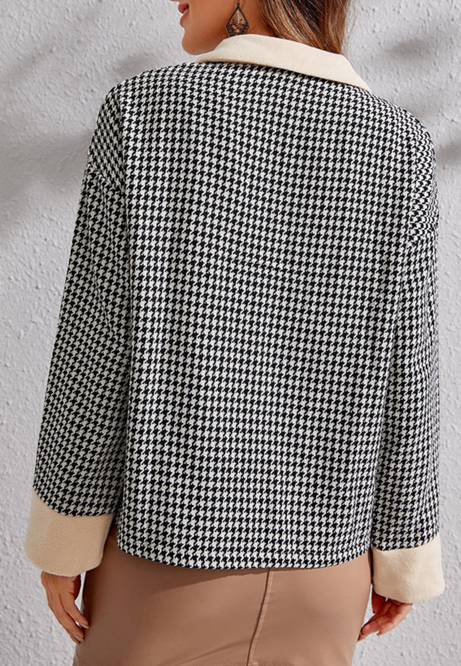 Houndstooth Button Up Jacket