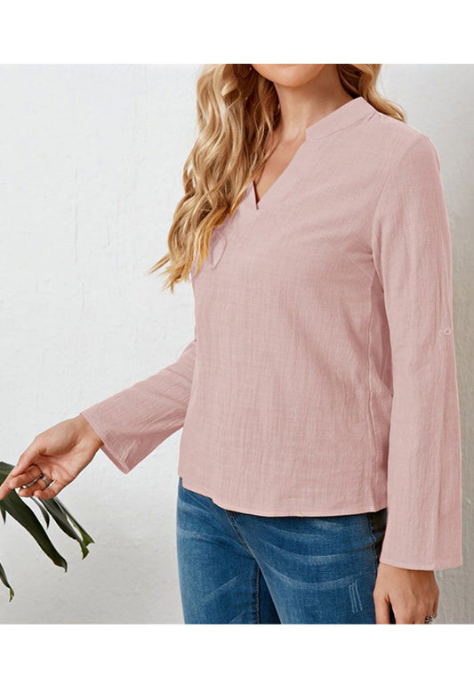 Mandarin Collar Long Sleeve Blouse