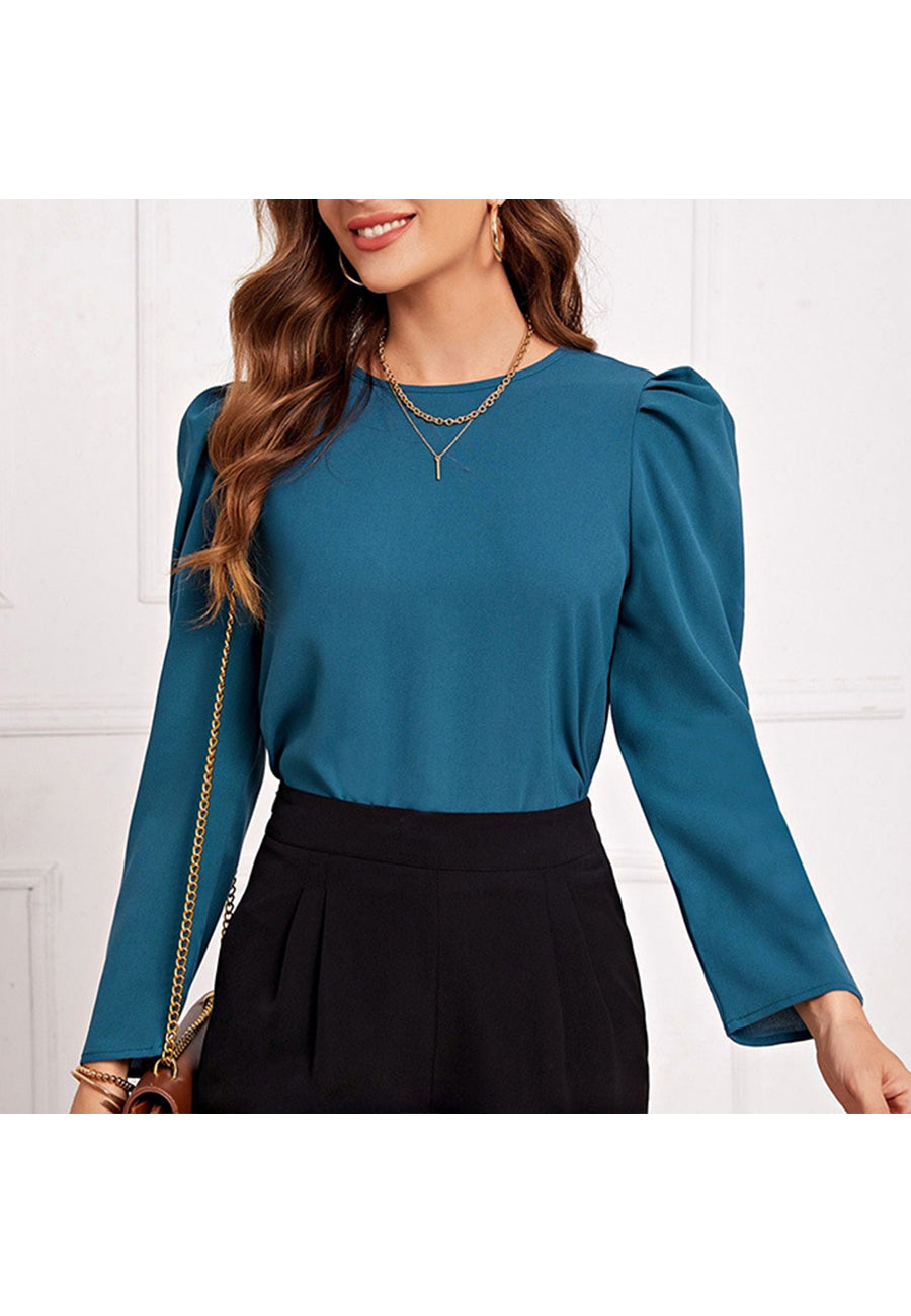 Round Neck Gigot Sleeve Blouse