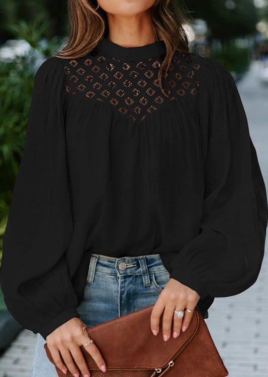 Lace Detail Bishop Sleeve Blouse