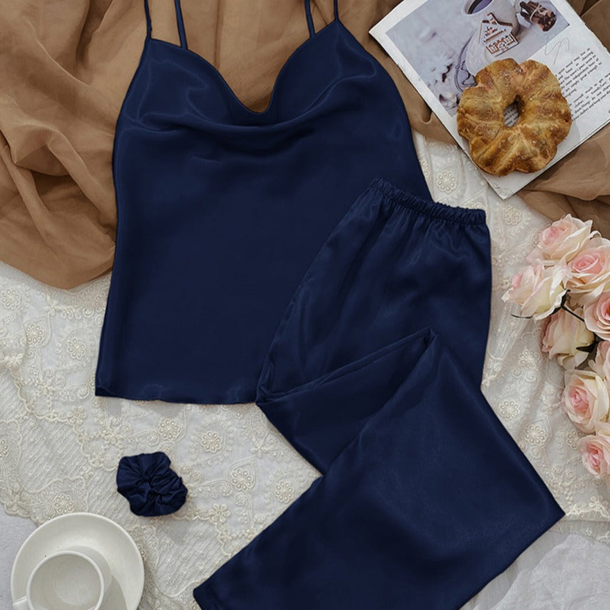 Satin Cowl Tank and Pajama Pants
