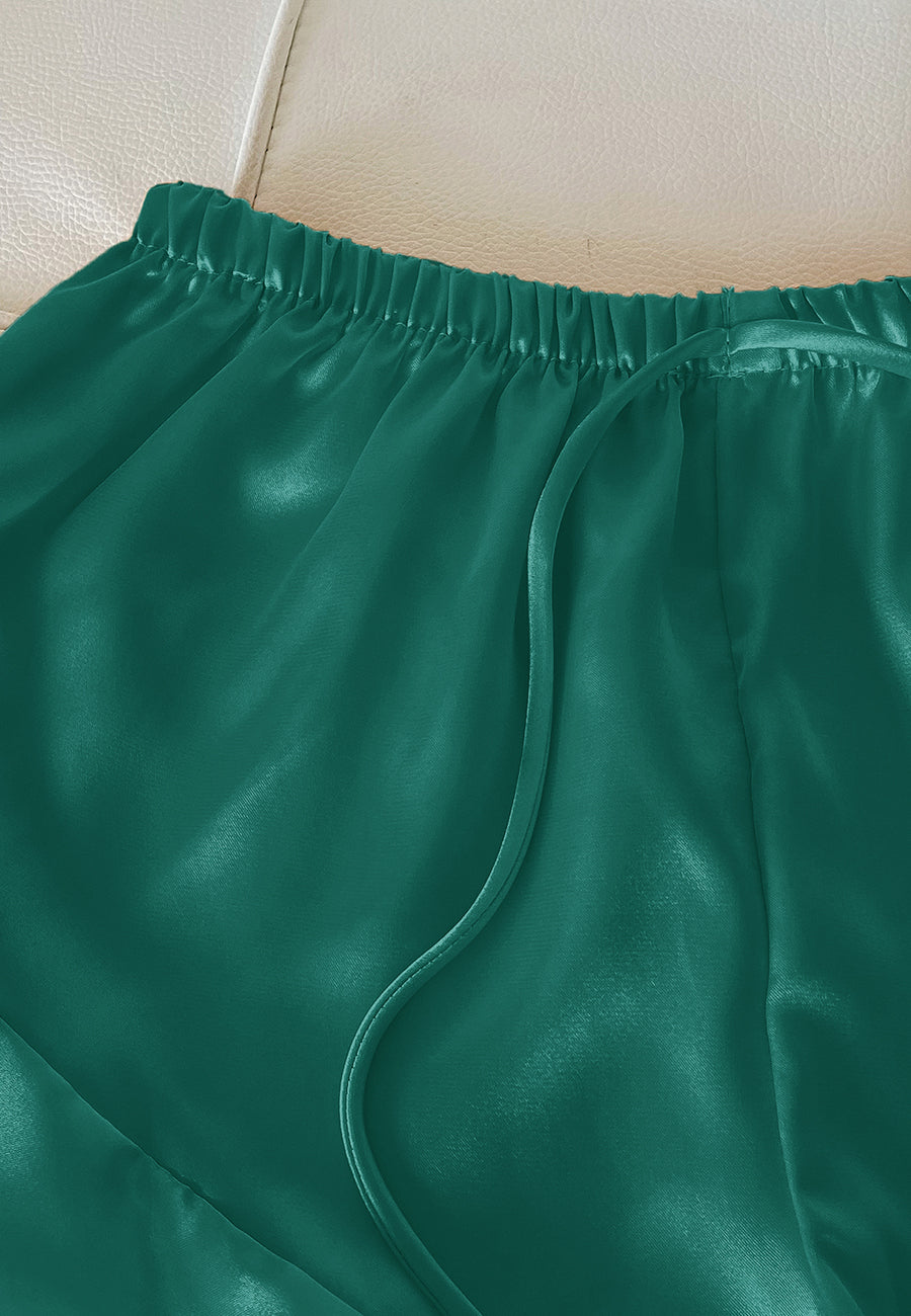 Satin Tank and Ruffle Hem Shorts