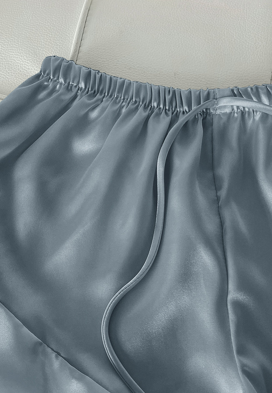 Satin Tank and Ruffle Hem Shorts