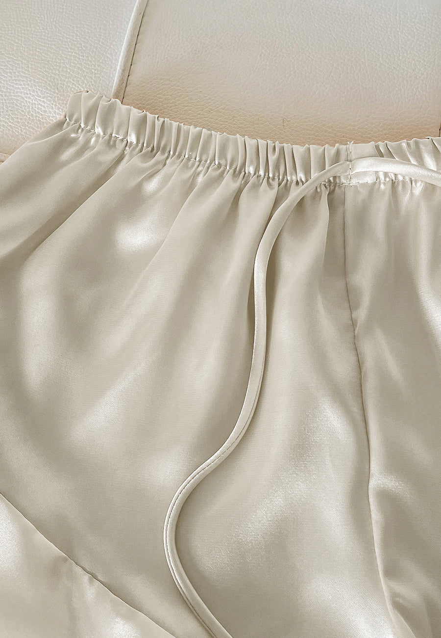 Satin Tank and Ruffle Hem Shorts