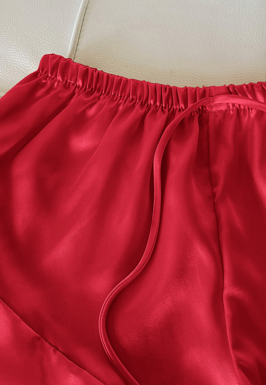 Satin Tank and Ruffle Hem Shorts
