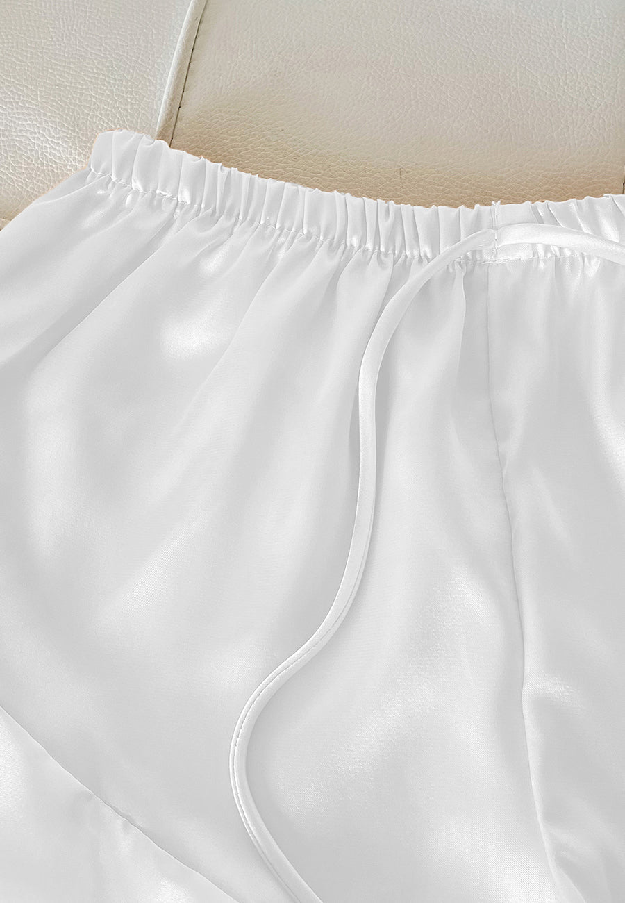 Satin Tank and Ruffle Hem Shorts
