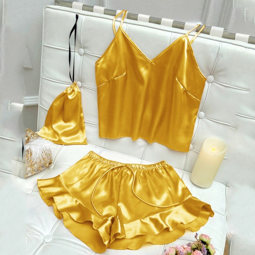 Satin Tank and Ruffle Hem Shorts