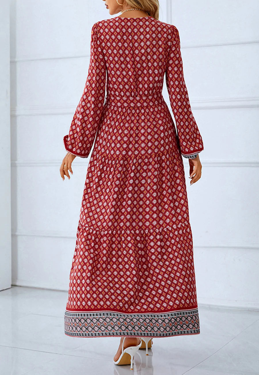 Geometric Boho Print Maxi Dress
