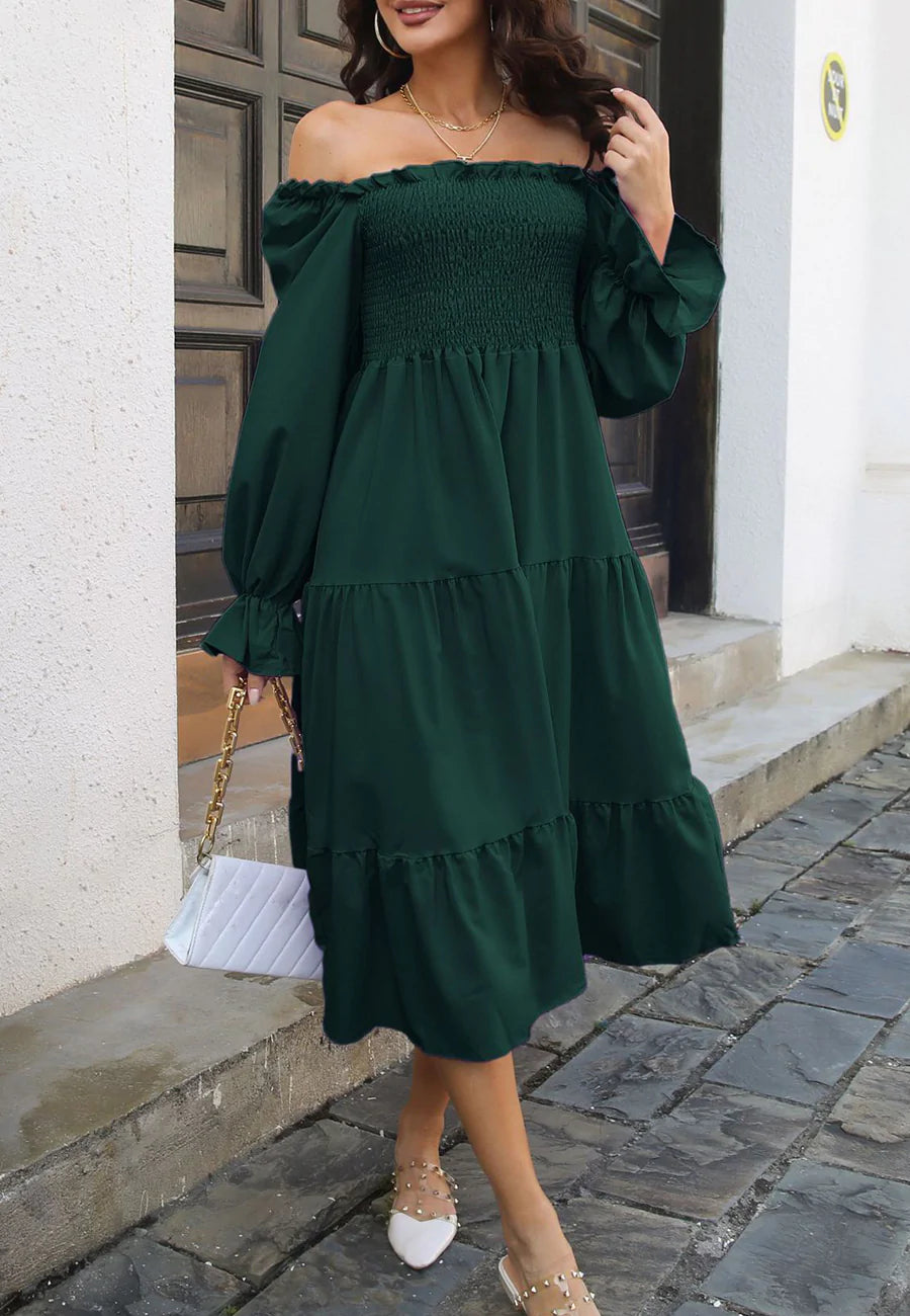 Ruffle Square Neck Tiered Dress