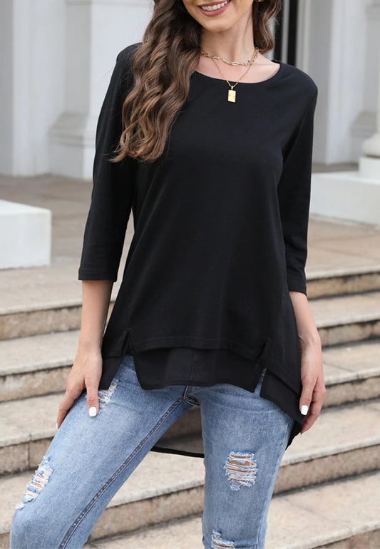 Flared Sleeve Double Hem Top