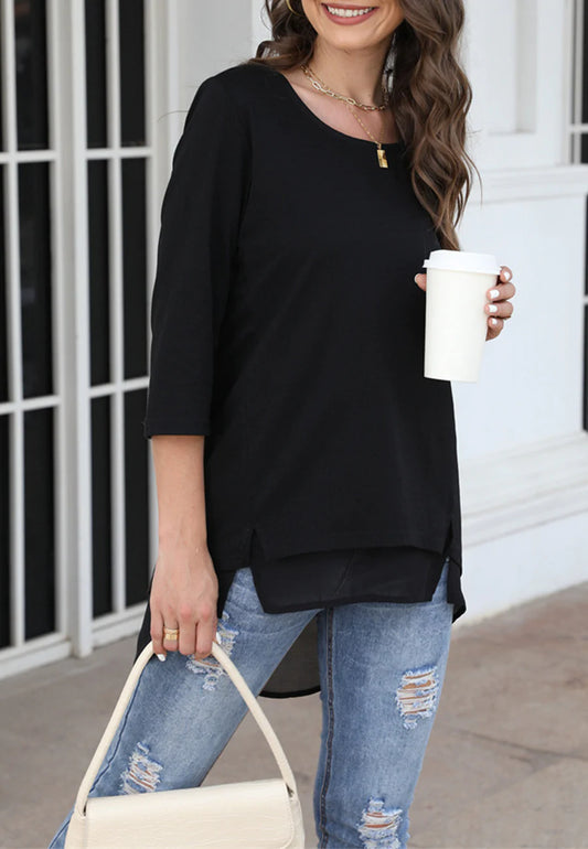 Flared Sleeve Double Hem Top