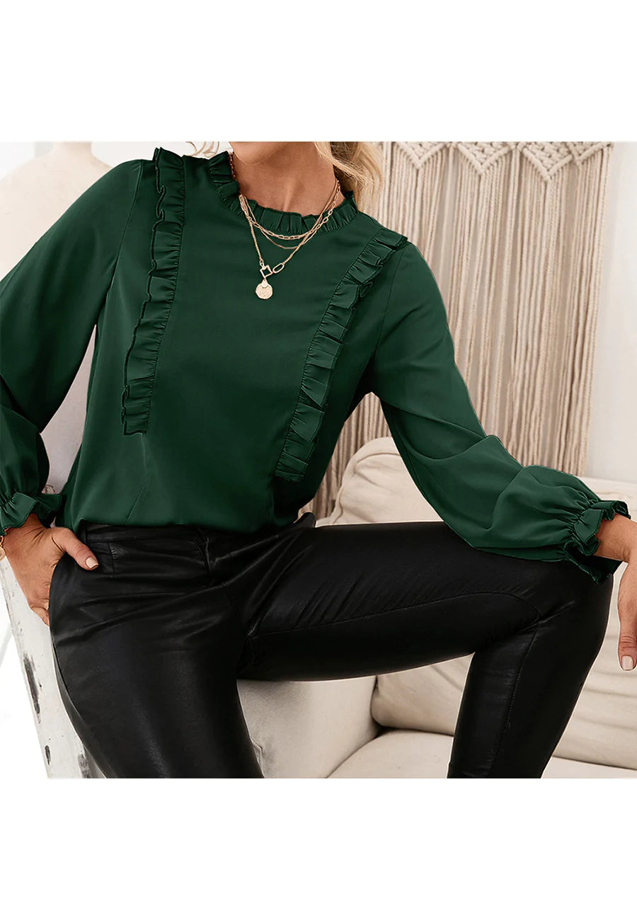 Ruffle Detail Long Sleeve Blouse