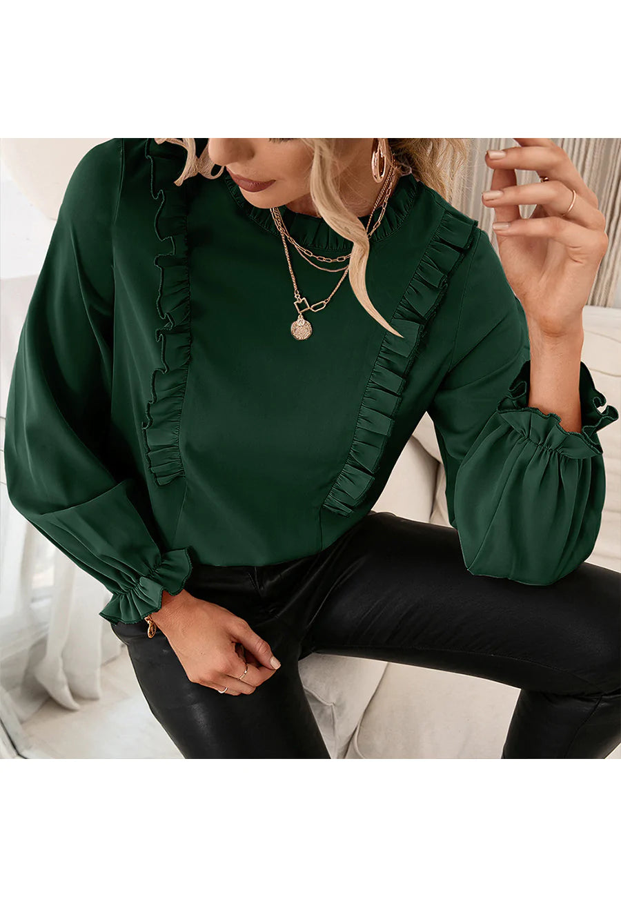 Ruffle Detail Long Sleeve Blouse