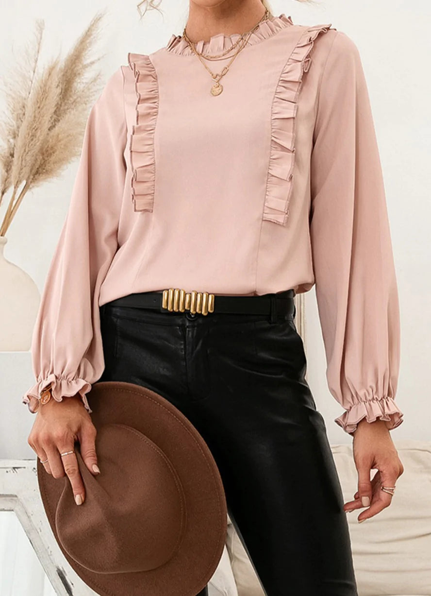 Ruffle Detail Long Sleeve Blouse