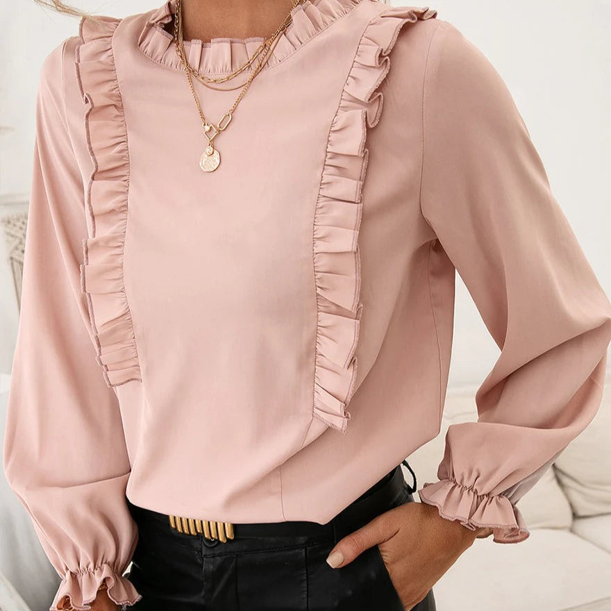 Ruffle Detail Long Sleeve Blouse