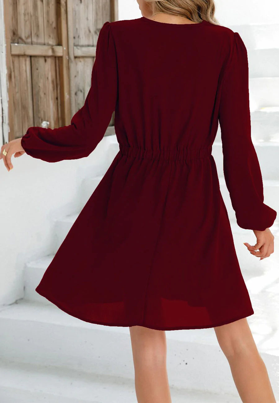 V Neck Crochet Trim Dress