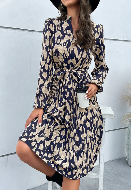 Abstract Print Collared Dress