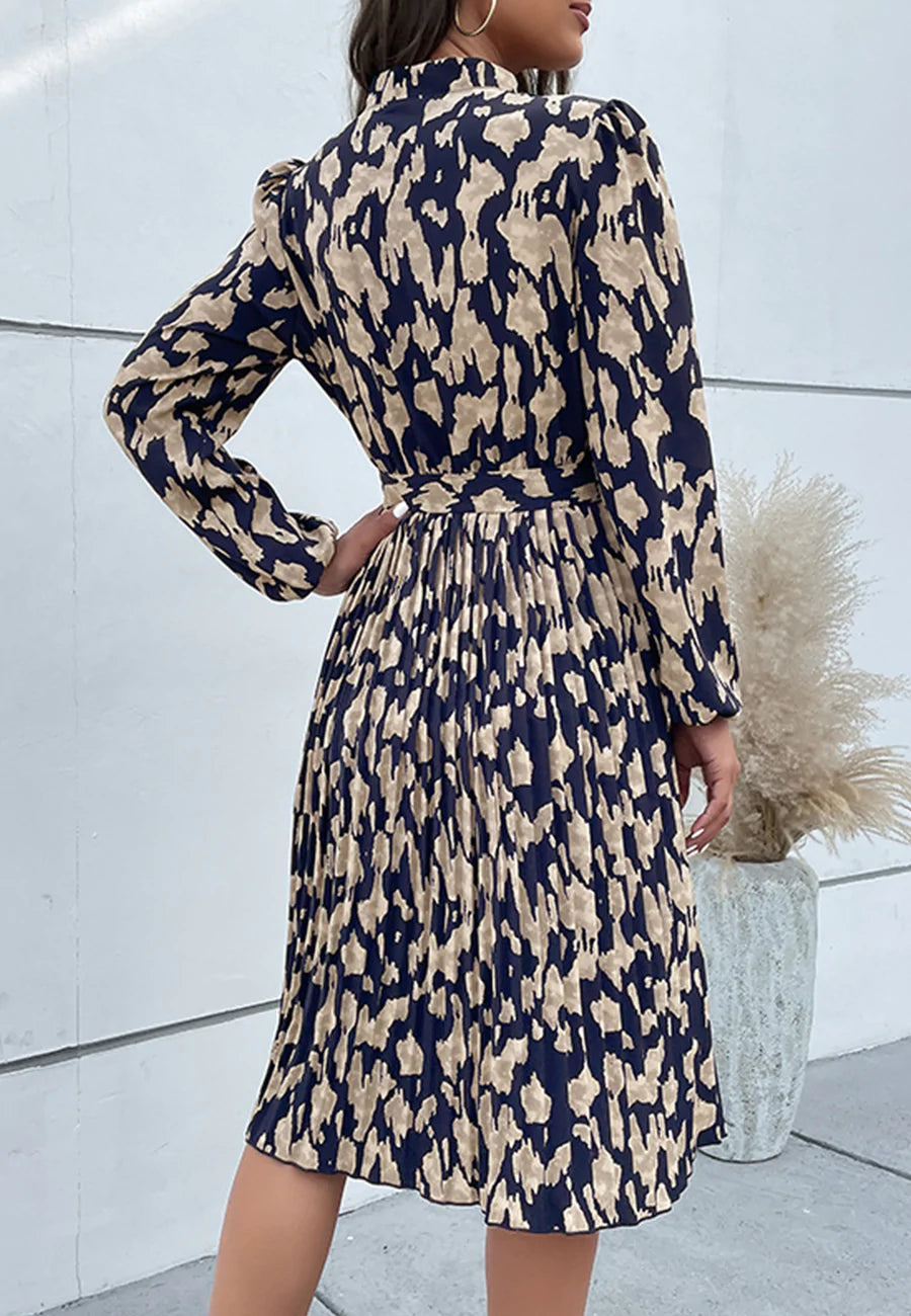 Abstract Print Collared Dress