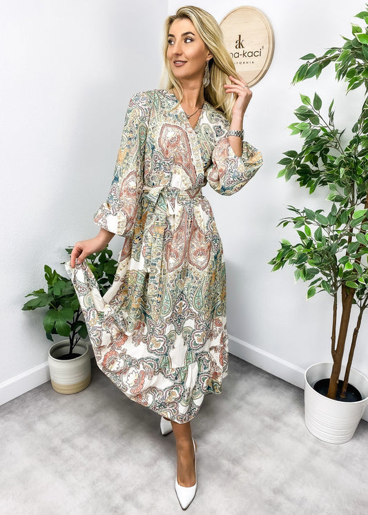 Multicolor Paisley Print Wrap Dress