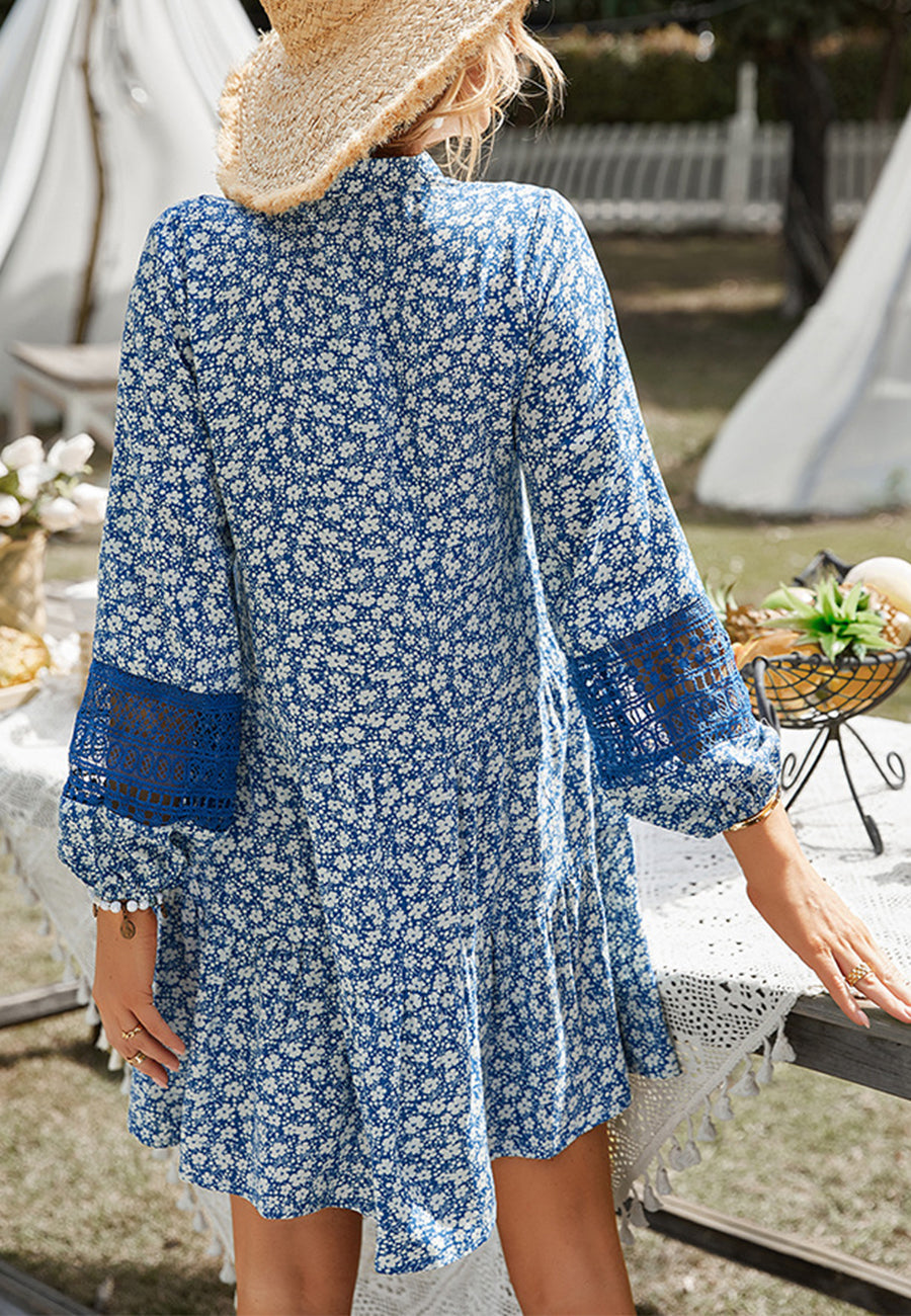 Lace Detail Sleeve Floral Dress