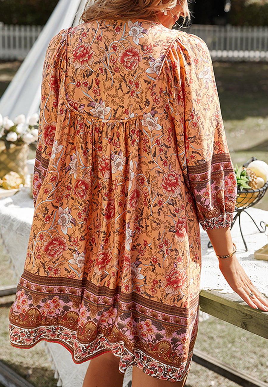 Tie Neck Bohemian Dress