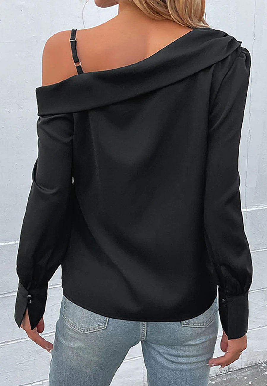One Shoulder Foldover Blouse