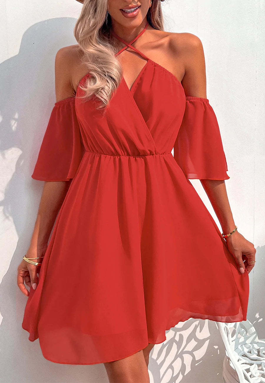 Tie Neck Surplice Dress