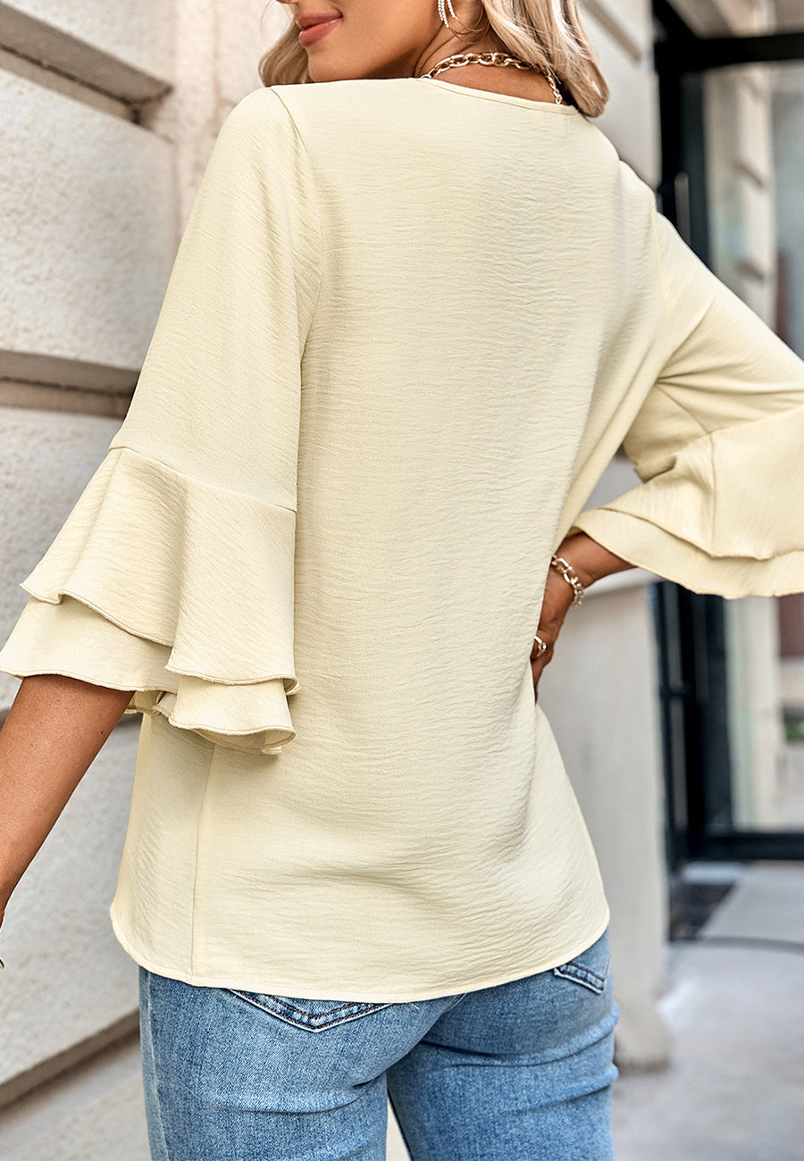Tiered Ruffle Sleeve Blouse