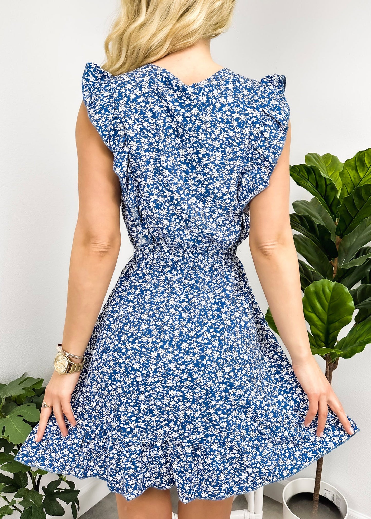 Ruffle Front Button Dress
