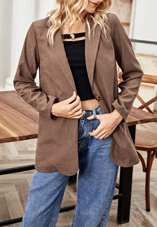 Solid Color Textured Blazer