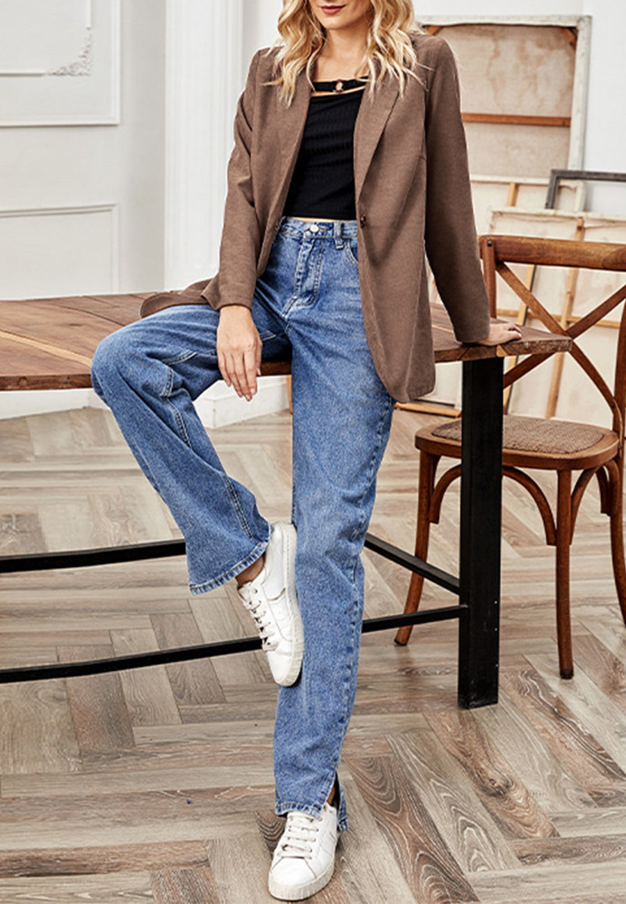 Solid Color Textured Blazer