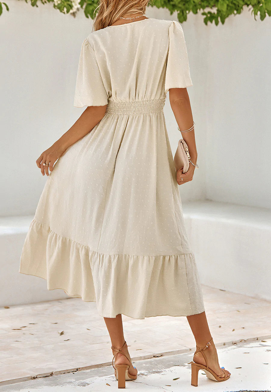 Swiss Dot Ruched Waist Dress