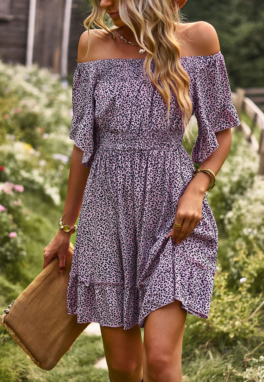 Off-Shoulder Leopard Summer Dress