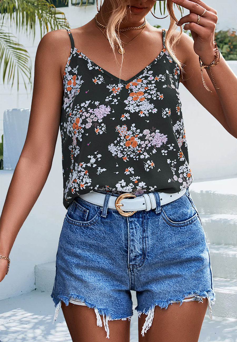 V Neck Floral Print Tank