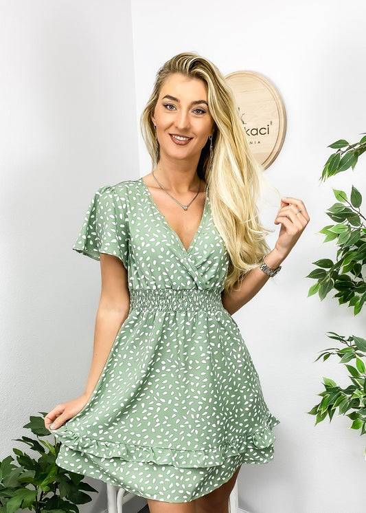 Animal Print Ruffle Detail Dress