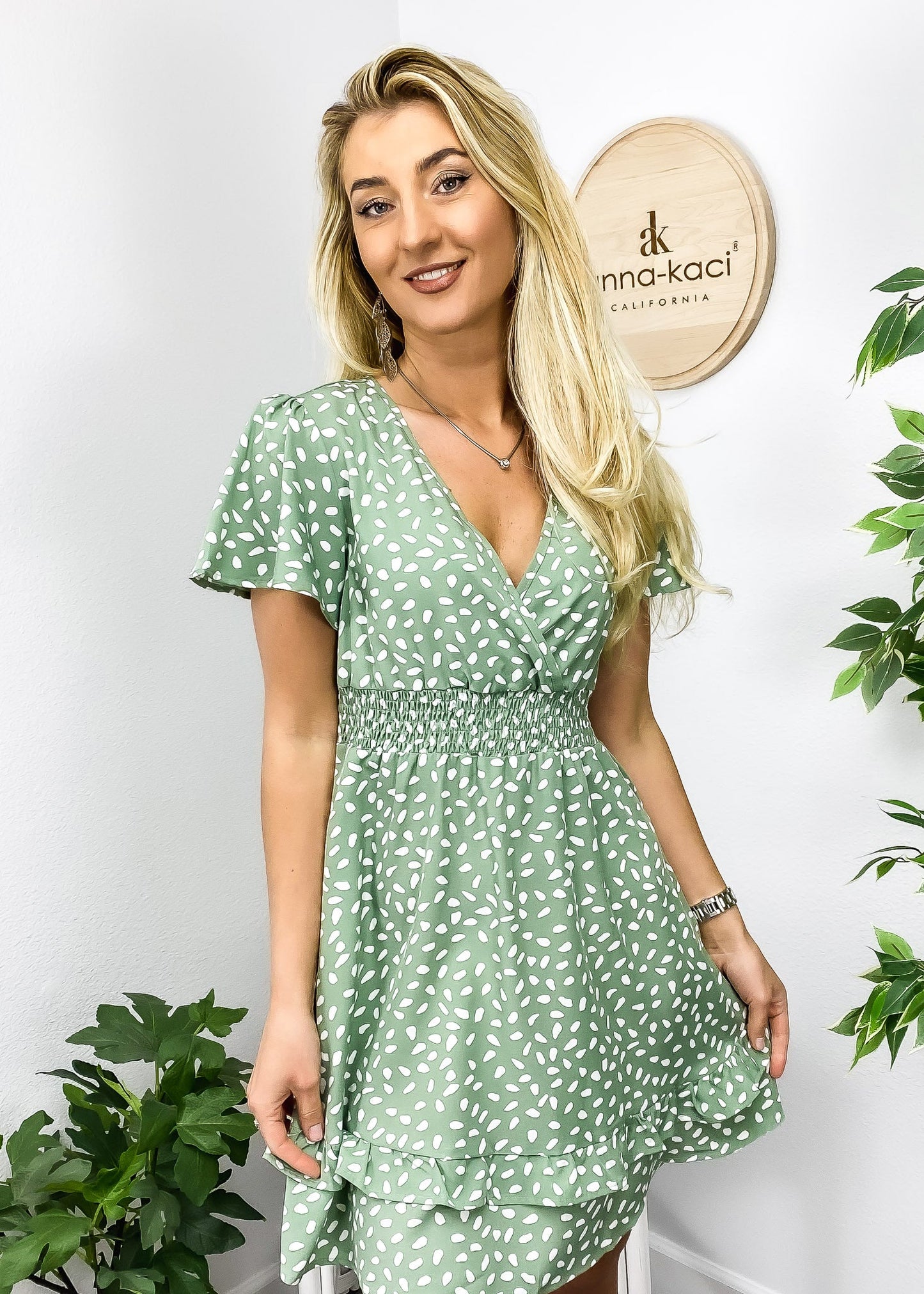 Animal Print Ruffle Detail Dress