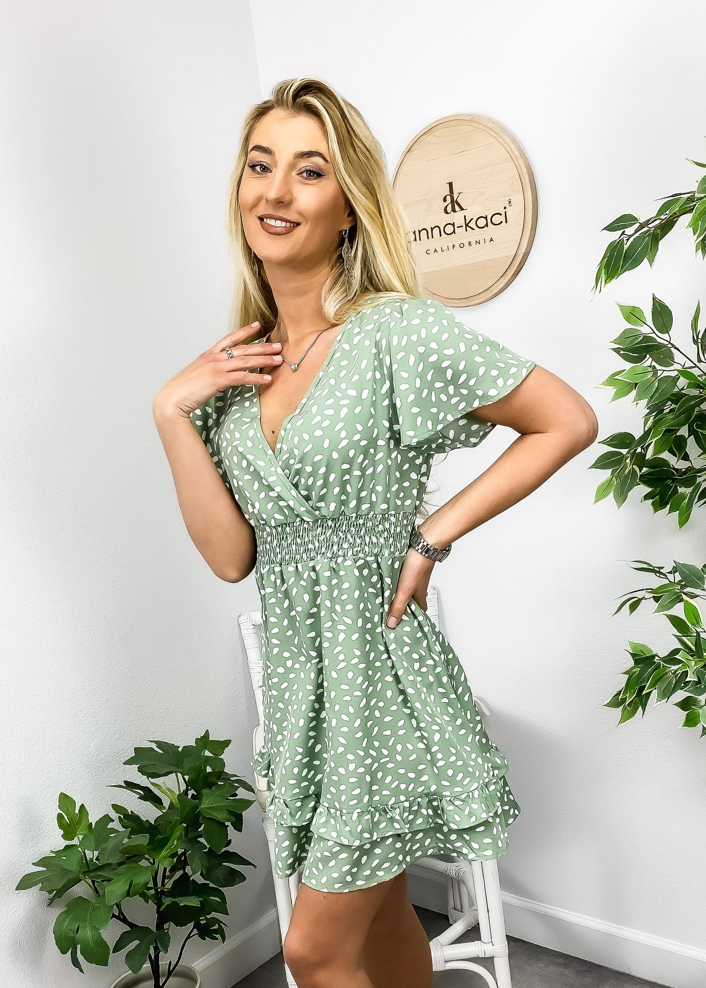 Animal Print Ruffle Detail Dress