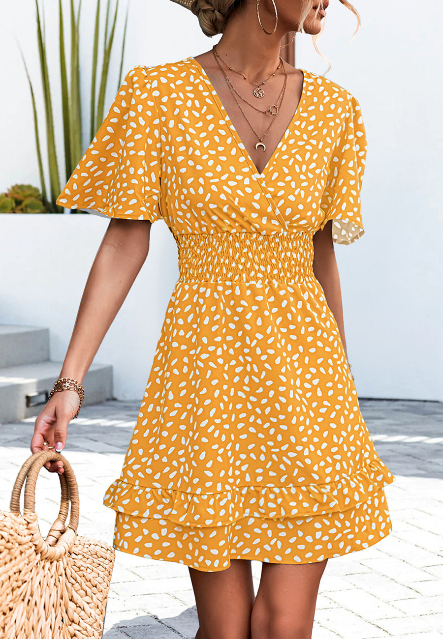 Animal Print Ruffle Detail Dress