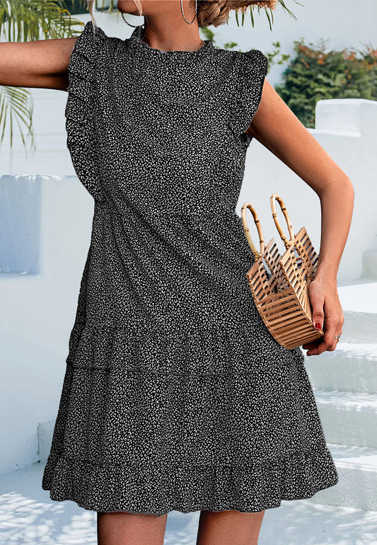 Leopard Print Ruffle Detail Dress
