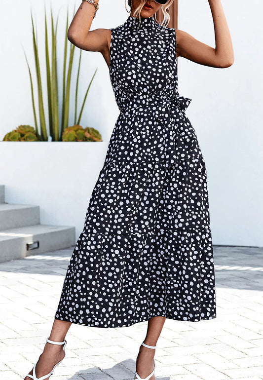 High Neck Cheetah Print Dress