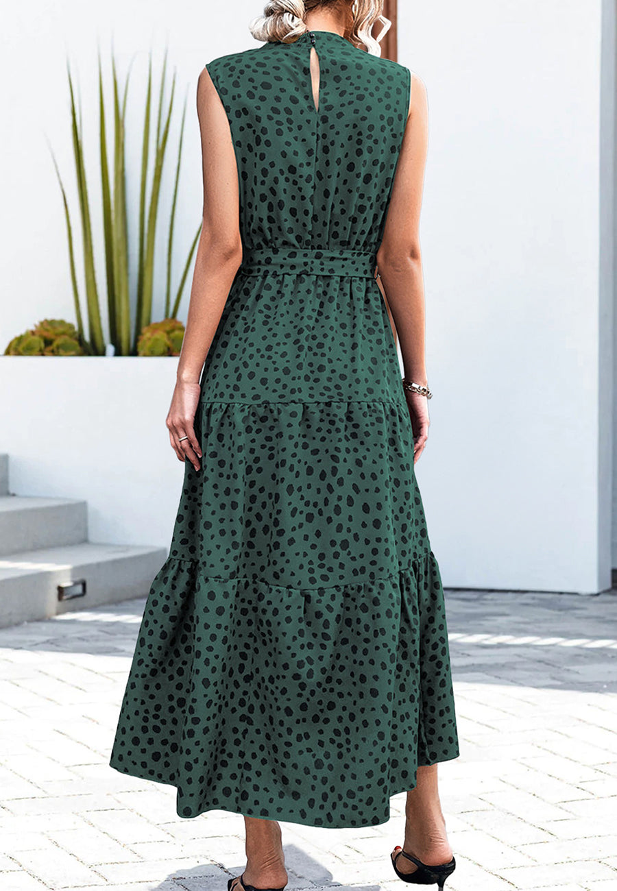 High Neck Cheetah Print Dress