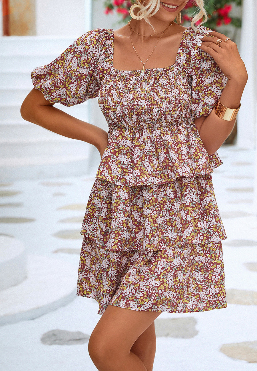 Square Neck Tiered Dress